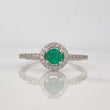 Anillo Halo Circular Esmeralda 0.28pts 1.3g / T6 1/4 Plata 925