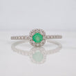 Anillo Halo Cuadrado Esmeralda 0.15pts 1.3g / T7 3/4 Plata 925