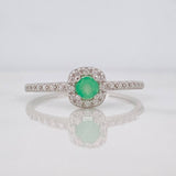Anillo Halo Cuadrado Esmeralda 0.15pts 1.3g / T7 3/4 Plata 925