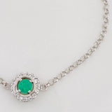 Pulso Aro Seguido Halo Esmeralda 0.38pts 2.15g / 7 in / 1.28mm Plata 925