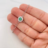 Pulso Aro Seguido Halo Esmeralda 0.38pts 2.15g / 7 in / 1.28mm Plata 925