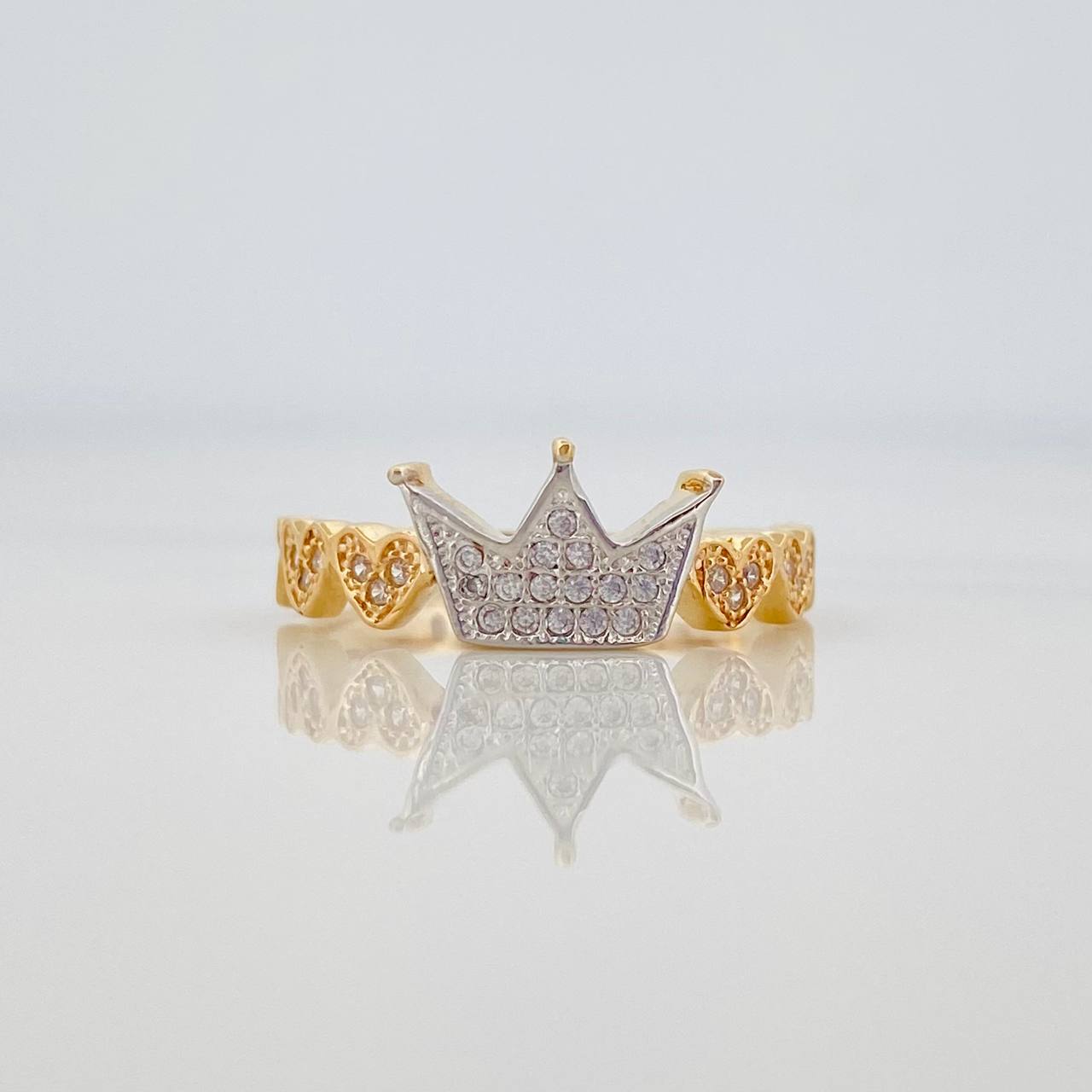 Crown Hearts Ring 2.85 g / T6 3/4 Two Yellow White Gold 18K