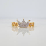 Crown Hearts Ring 2.85 g / T6 3/4 Two Yellow White Gold 18K