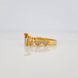 Crown Hearts Ring 2.85 g / T6 3/4 Two Yellow White Gold 18K