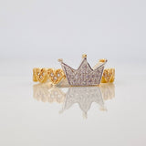 Crown Hearts Ring 2.85 g / T6 3/4 Two Yellow White Gold 18K