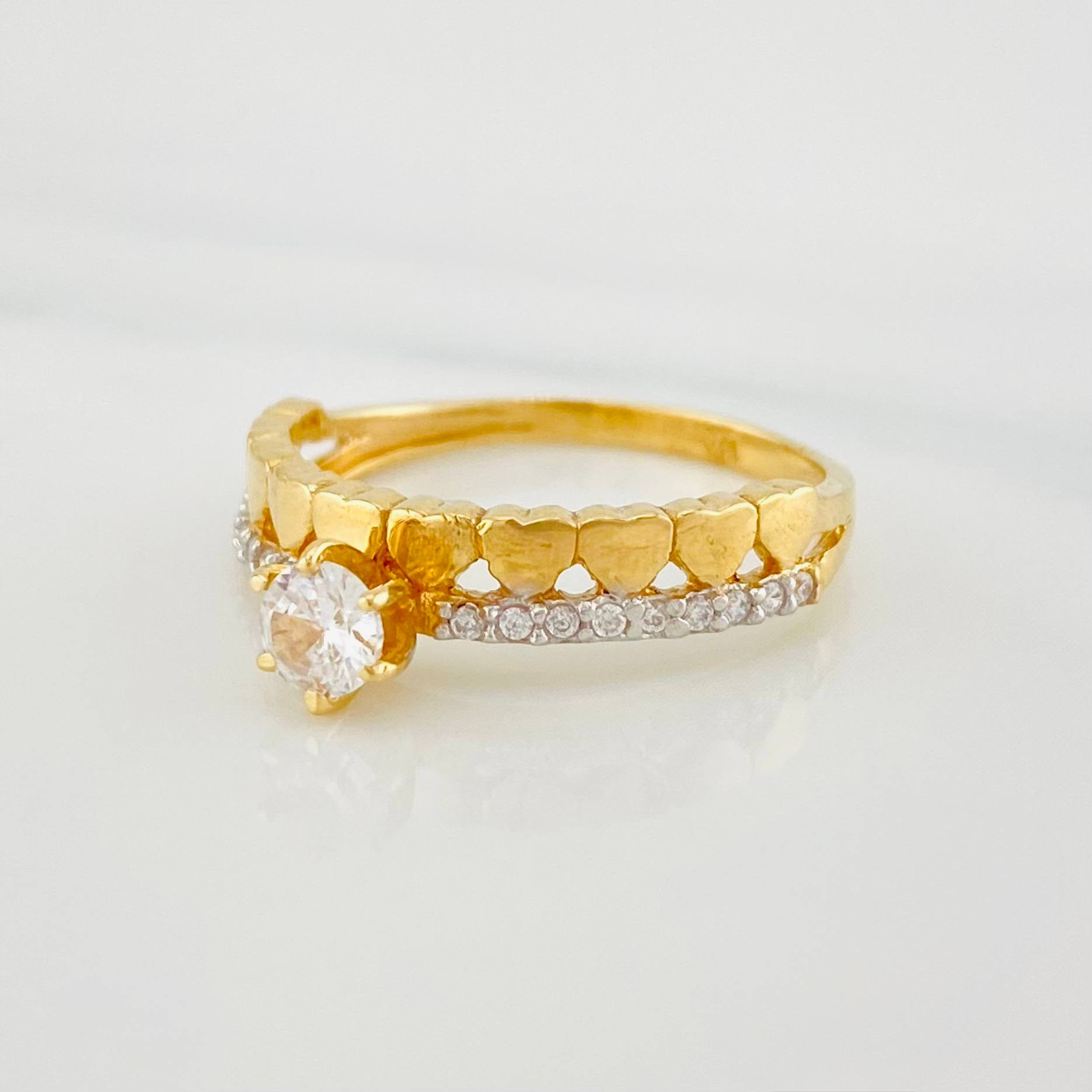 Solitaire Ring Heart Channel 2.4 g / T6 Two Yellow White Gold 18K