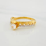 Solitaire Heart Ring 2.35g / T6 Two-Tone Yellow White Gold 18K
