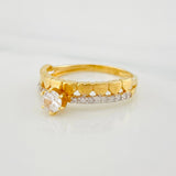 Solitaire Ring Heart Channel 2.4 g / T6 Two Yellow White Gold 18K