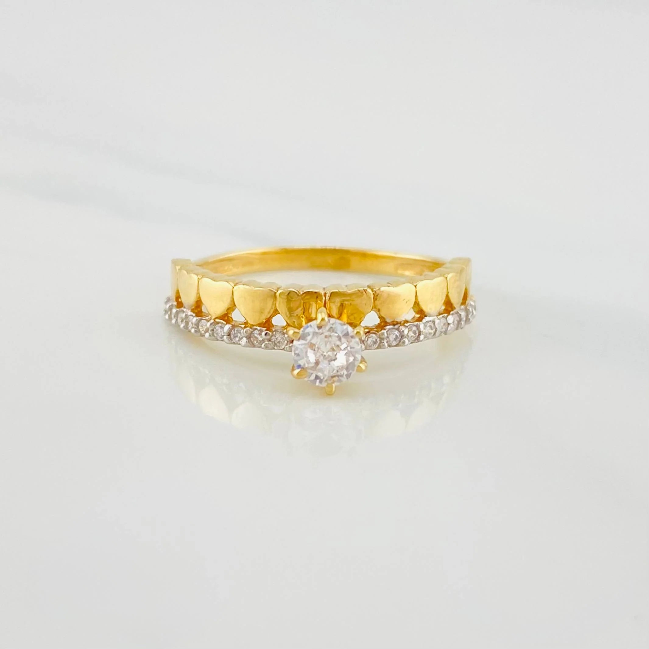 Solitaire Heart Ring 2.35g / T6 Two-Tone Yellow White Gold 18K