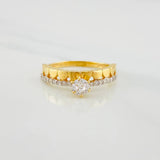 Solitaire Heart Ring 2.45g / T6 1/4 Two-Tone Yellow White Gold 18K