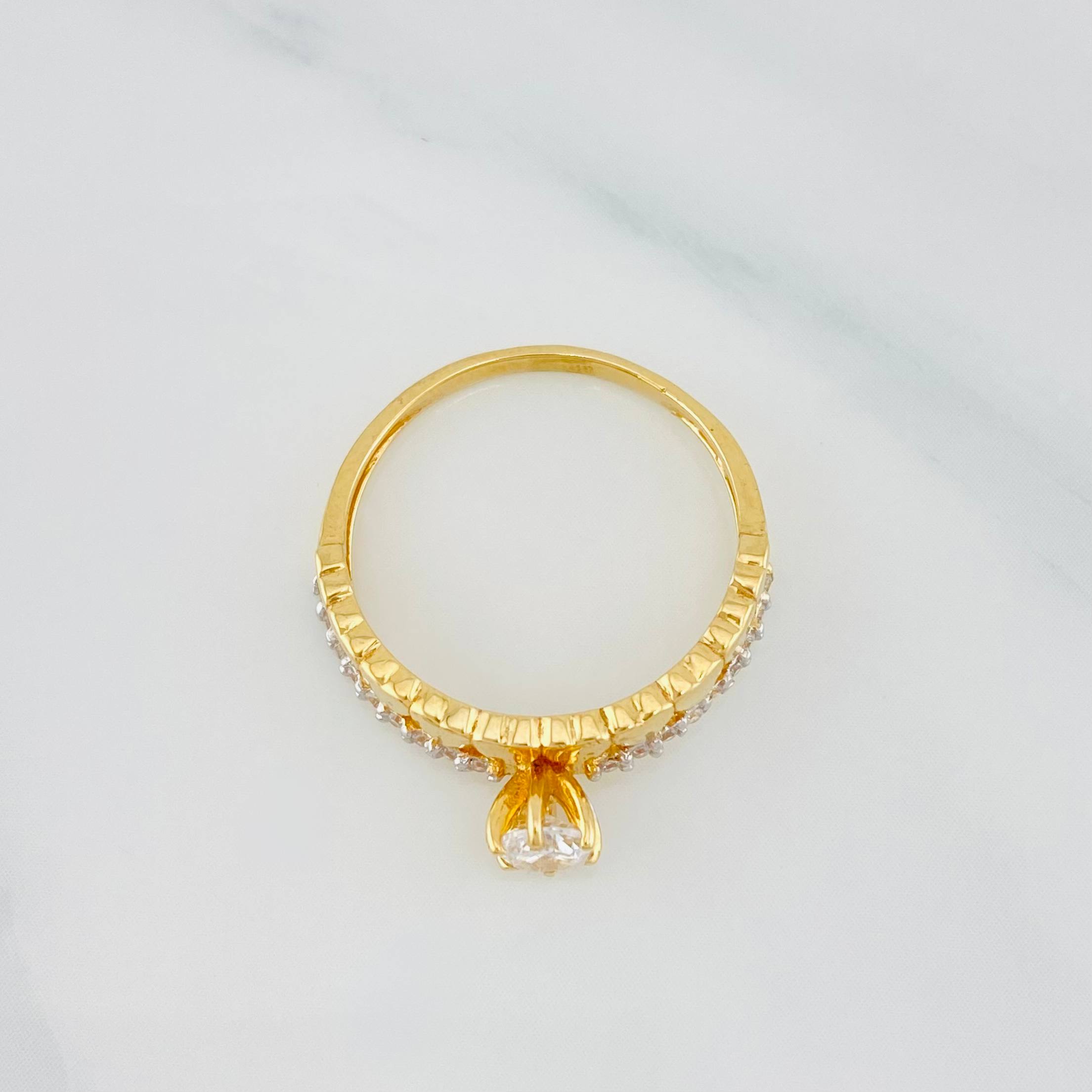 Solitaire Ring Heart Channel 2.4 g / T6 Two Yellow White Gold 18K