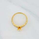 Solitaire Heart Ring 2.45g / T6 1/4 Two-Tone Yellow White Gold 18K