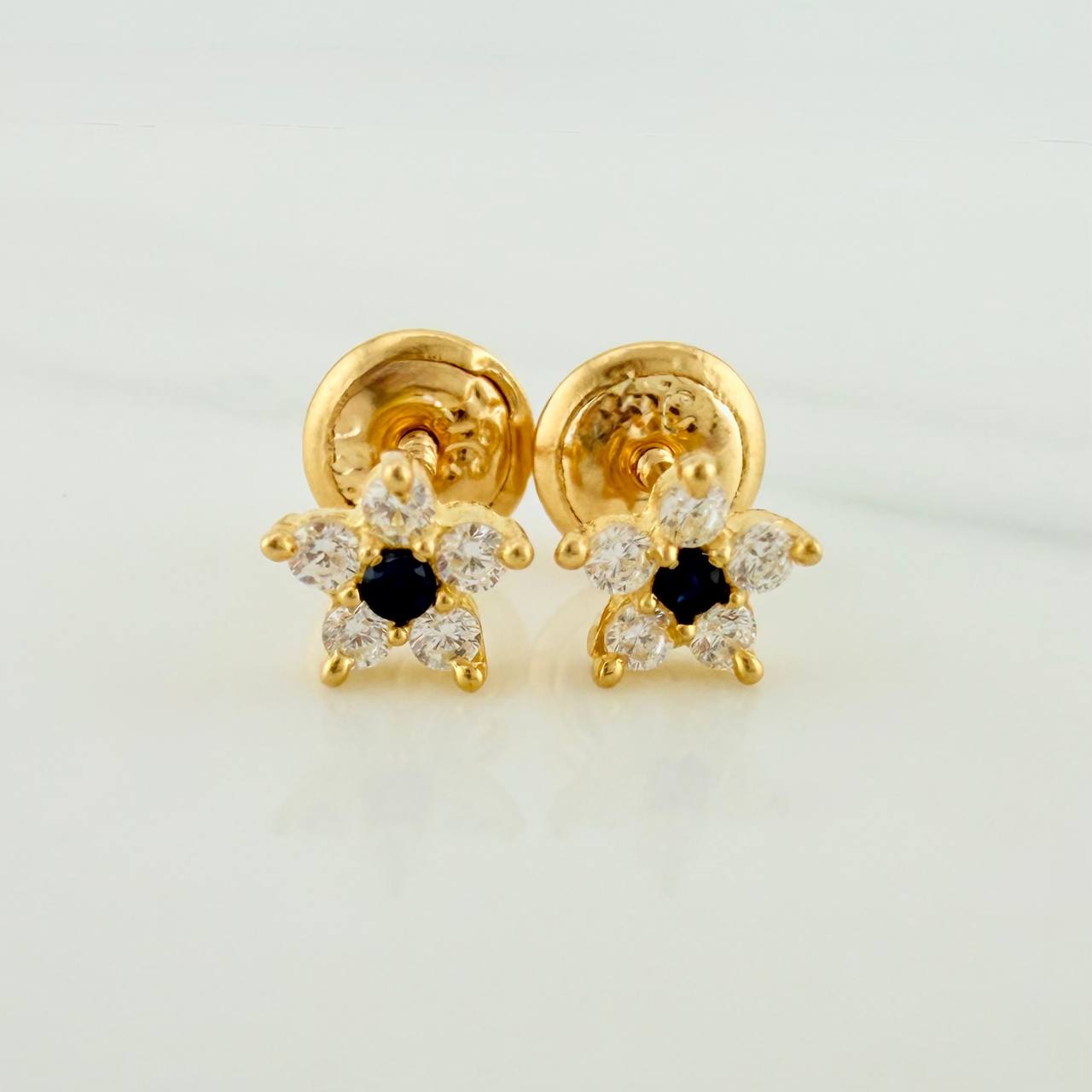 Flower Stud Earrings 0.85gr / 3.4mm Yellow Gold 18K &