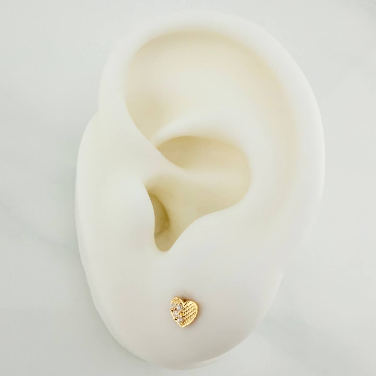 Heart Half Sparkle Stud Earrings 0.65gr / 4.49mm Yellow Gold 18K &