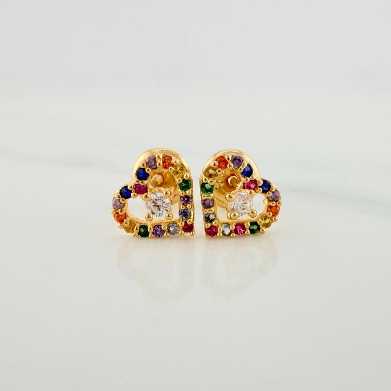 Heart Stud Earrings 0.9gr / 7.37mm Yellow Gold 18K &