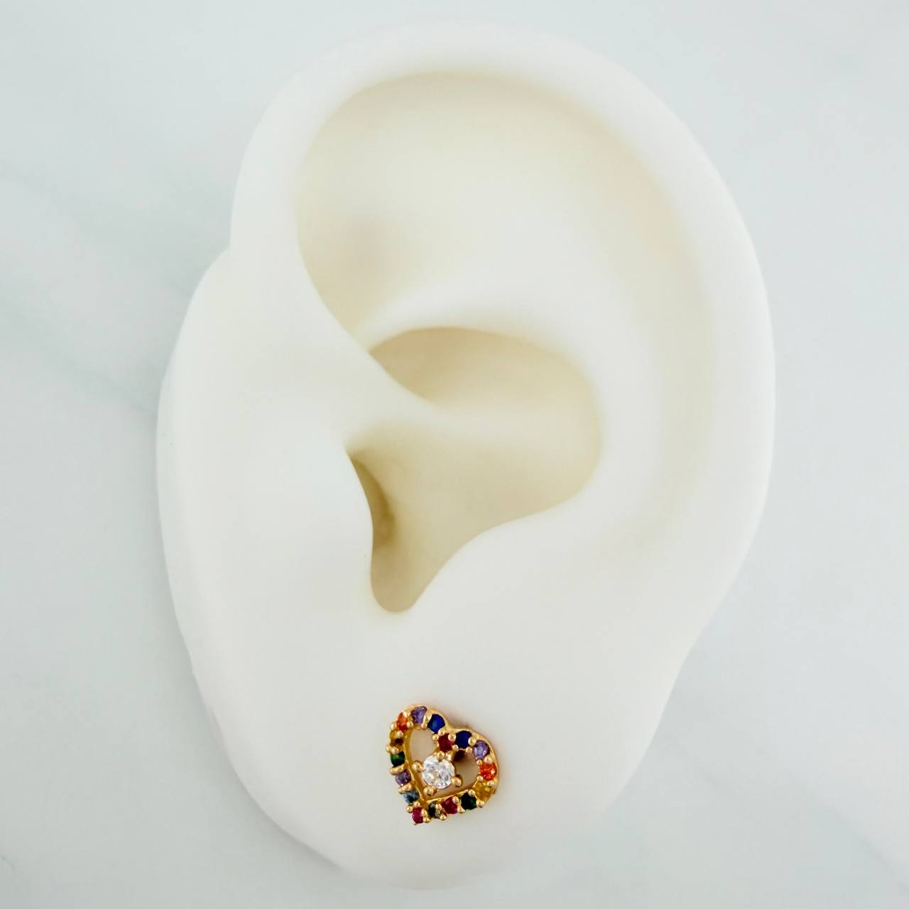 Heart Stud Earrings 0.9gr / 7.37mm Yellow Gold 18K &