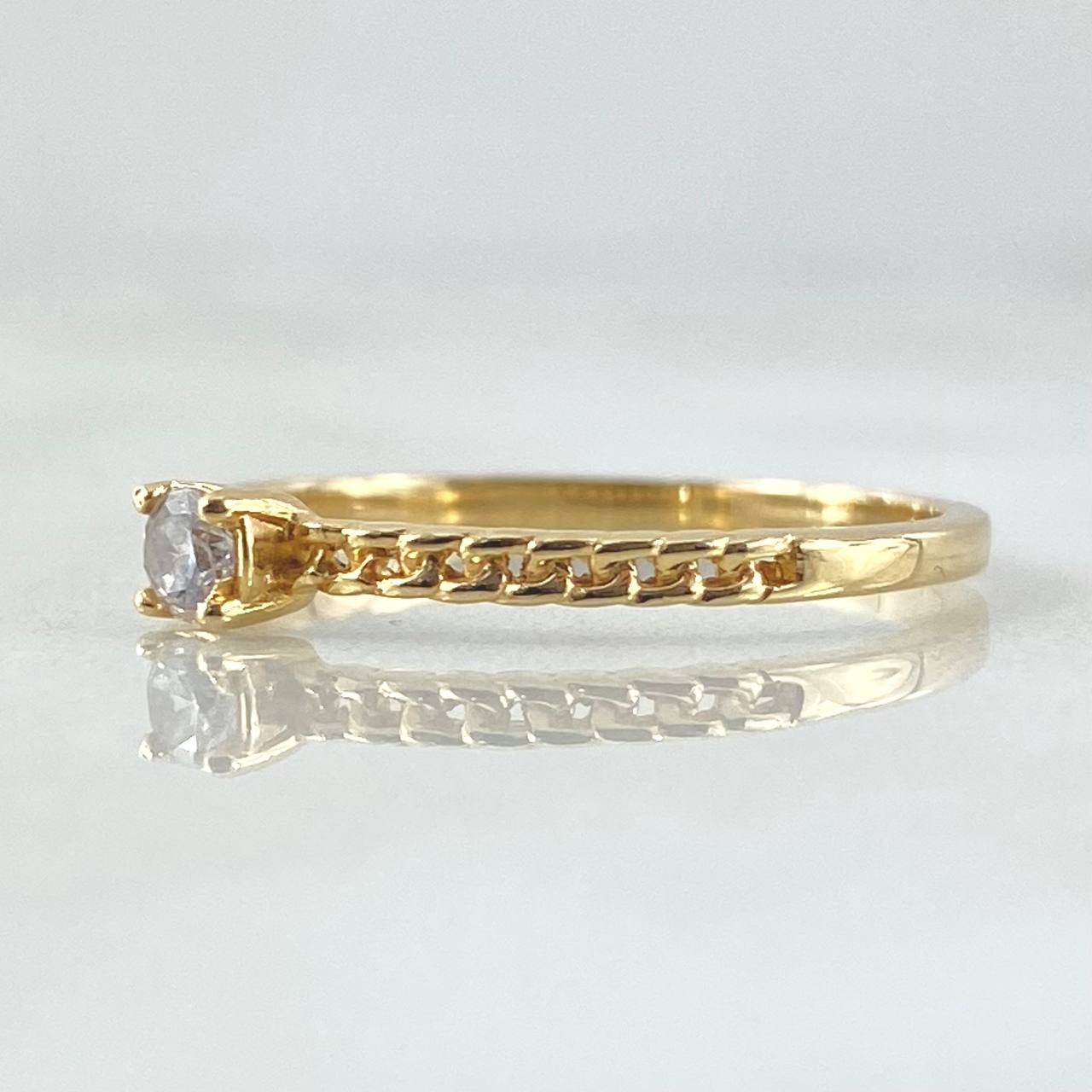 Solitaire Half Cuban Ring 1.6gr / Size 7 / 18K Yellow Gold