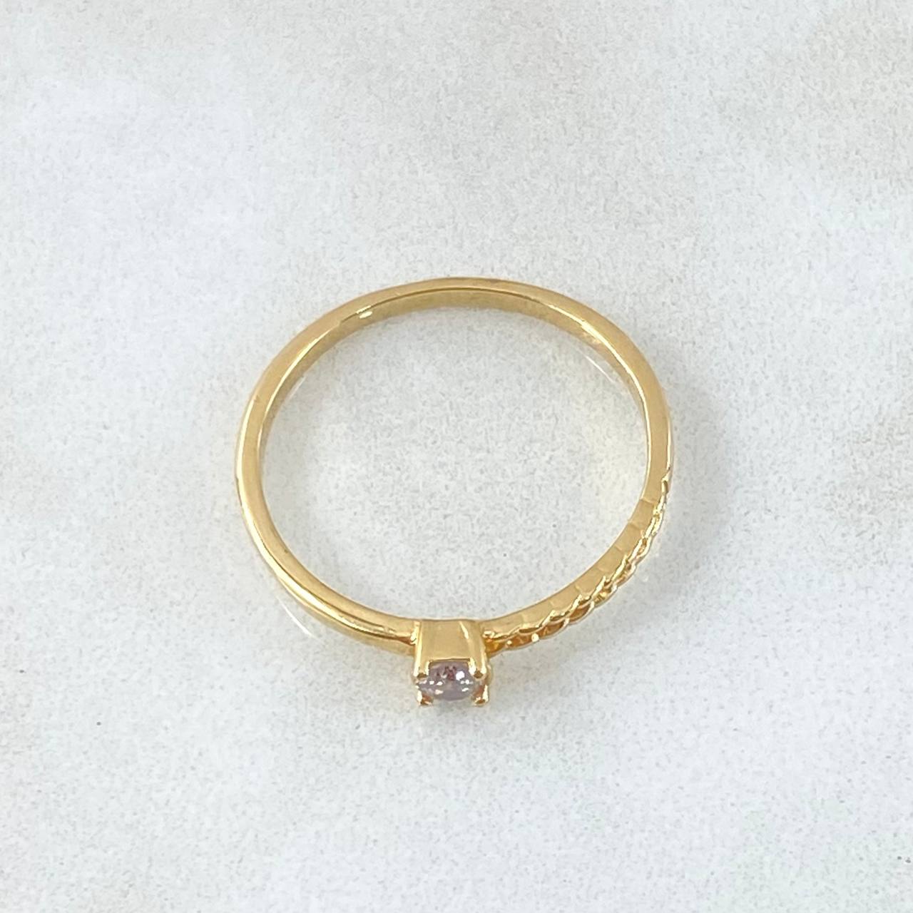Solitaire Half Cuban Ring 1.6gr / Size 7 / 18K Yellow Gold