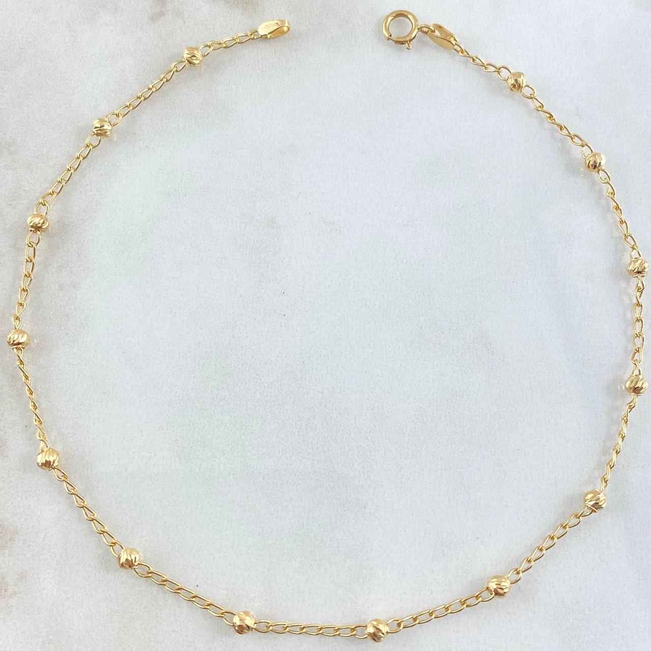 Military Style Anklet 2.4gr / 10.2in / 18K Yellow Gold