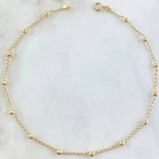 Military Style Anklet 2.4gr / 10.2in / 18K Yellow Gold