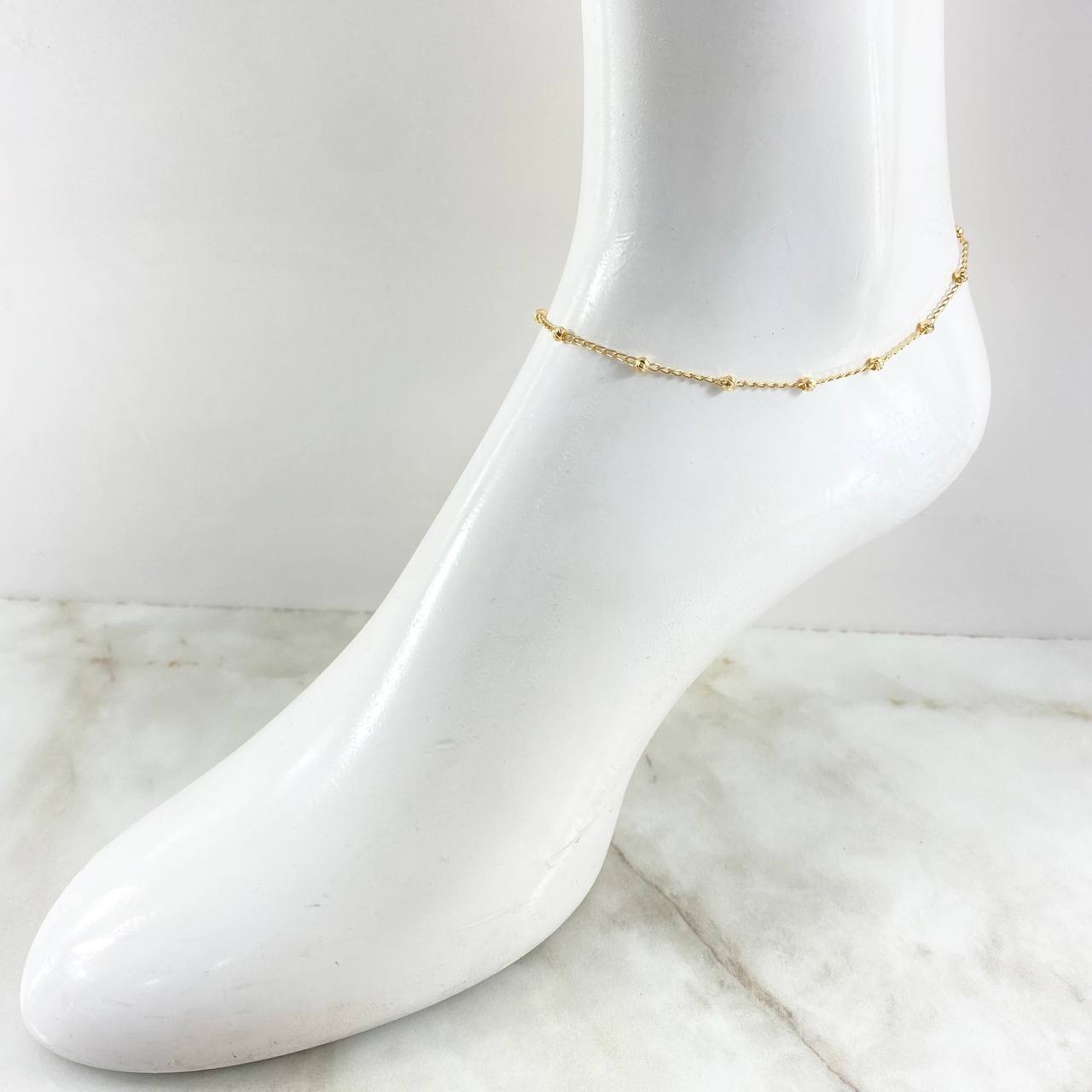 Military Style Anklet 2.4gr / 10.2in / 18K Yellow Gold