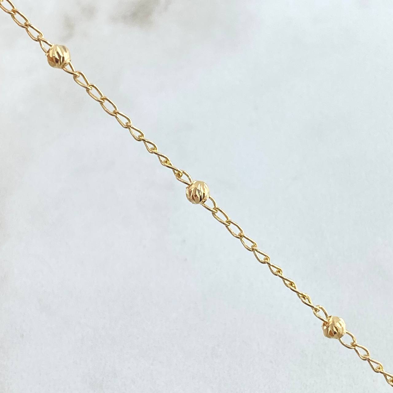 Denario Virgin Miraculous Cross Anklet 2.7gr / 9.6in / 18K Yellow Gold