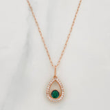 Set Paperclip Chain + Halo Drop Pendant / 1.95g / 18 in Rose Gold 18K