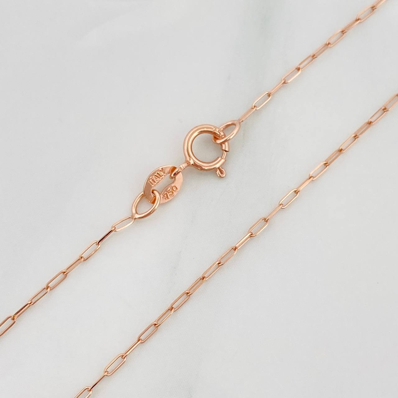 Set Paperclip Chain + Halo Drop Pendant / 1.95g / 18 in Rose Gold 18K