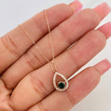 Set Paperclip Chain + Halo Drop Pendant / 1.95g / 18 in Rose Gold 18K