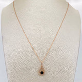 Set Paperclip Chain + Halo Drop Pendant / 1.95g / 18 in Rose Gold 18K