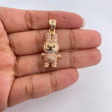 Dije Conejo Sonriente 6.15gr / 1 1/2 in / Dos Oros Amarillo Blanco 18K &