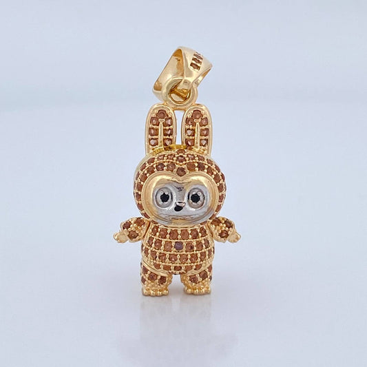 Dije Conejo Sonriente 6.3gr / 1 1/2 in / Dos Oros Amarillo Blanco 18K &