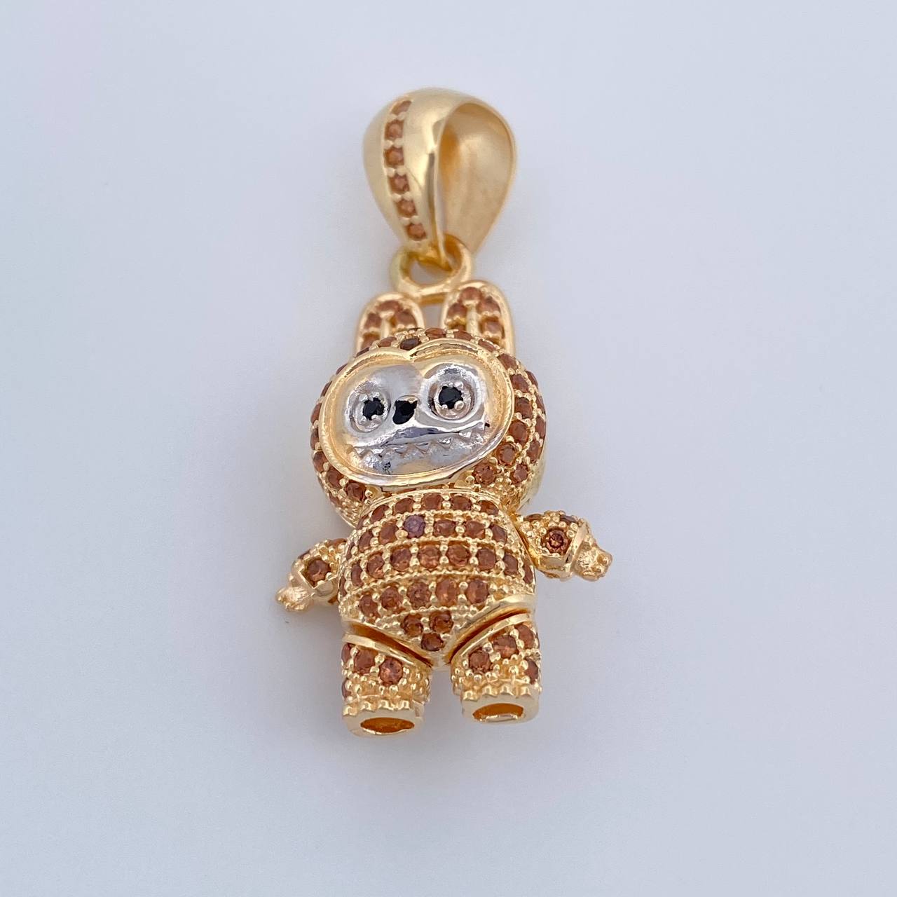 Dije Conejo Sonriente 6.3gr / 1 1/2 in / Dos Oros Amarillo Blanco 18K &