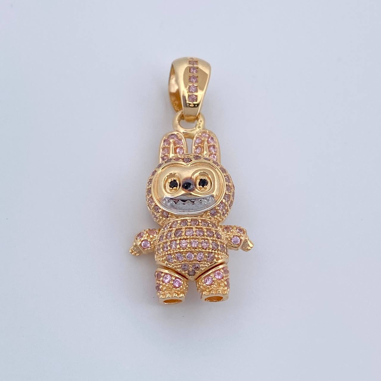 Dije Conejo Sonriente 6.15gr / 1 1/2 in / Dos Oros Amarillo Blanco 18K &