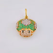 Dije Hongo Animado 2.3gr / 2cm / Circones Blancos Verdes Oro Amarillo 18K *