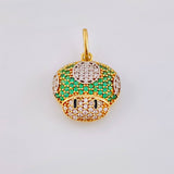 Dije Hongo Animado 2.3gr / 2cm / Circones Blancos Verdes Oro Amarillo 18K *