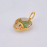 Dije Hongo Animado 2.3gr / 2cm / Circones Blancos Verdes Oro Amarillo 18K *