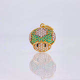 Dije Hongo Animado 2.3gr / 2cm / Circones Blancos Verdes Oro Amarillo 18K *