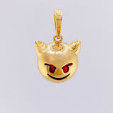 Dije Emoji Diablo 3.3gr / 2cm / Texturizado Rojo Oro Amarillo 18K *