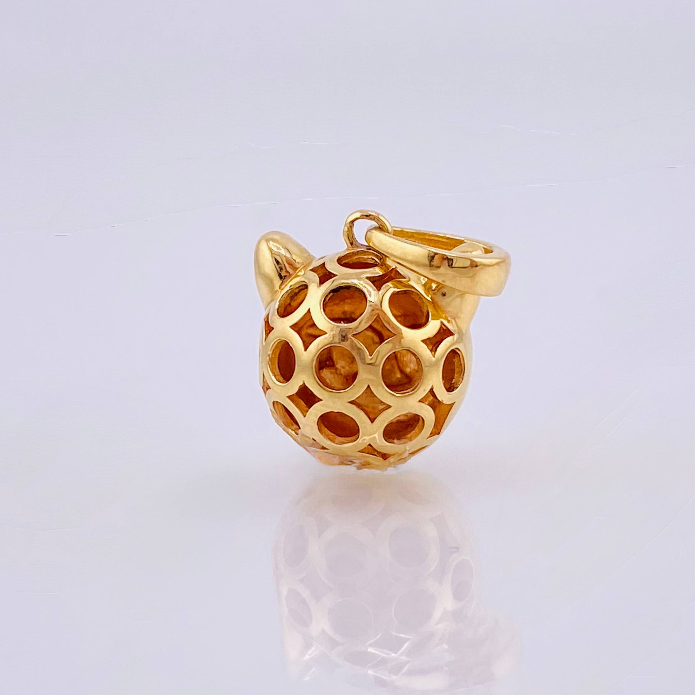 Dije Emoji Diablo 3.3gr / 2cm / Texturizado Rojo Oro Amarillo 18K *