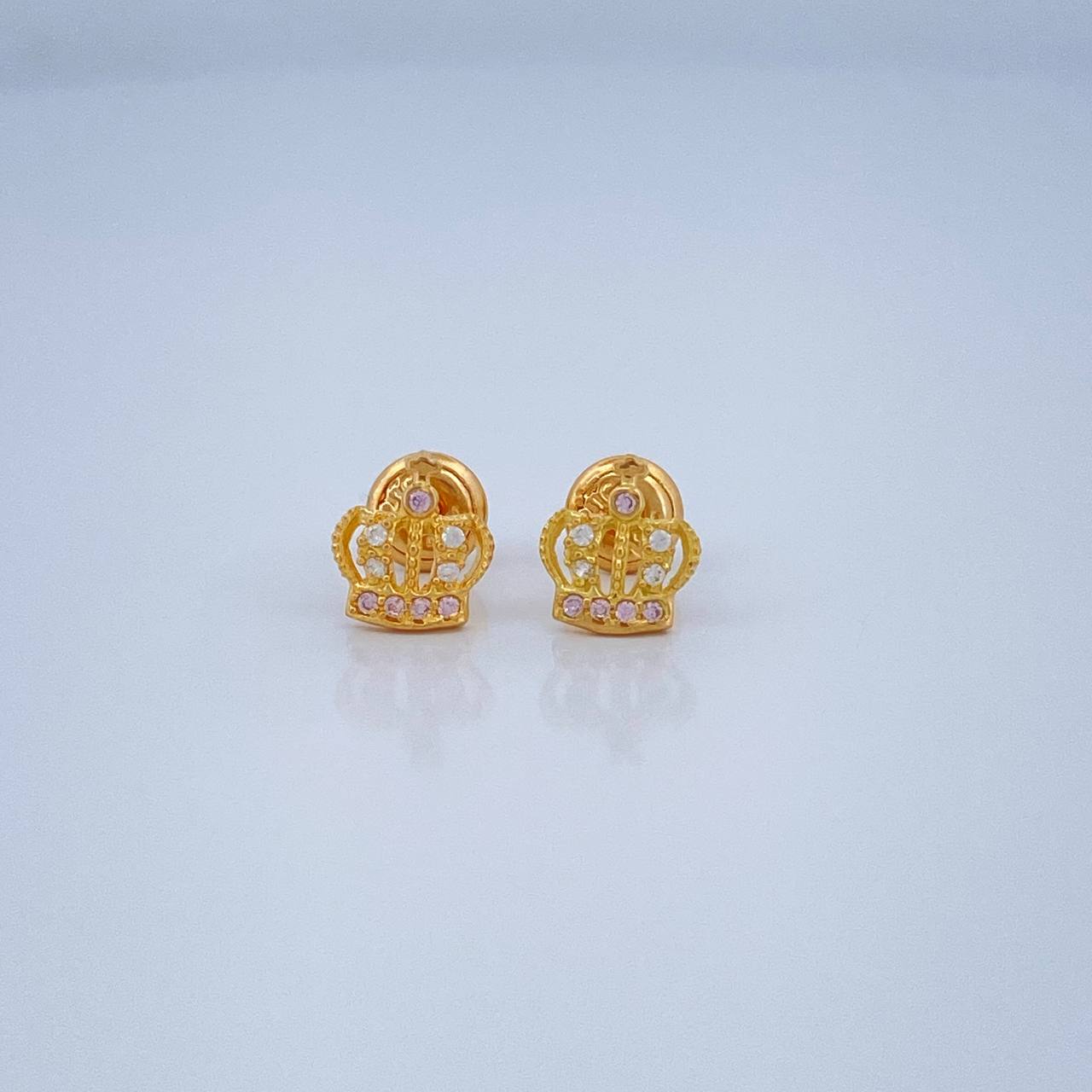 Stud Earrings Crown 1.05gr / 18K Yellow Gold %