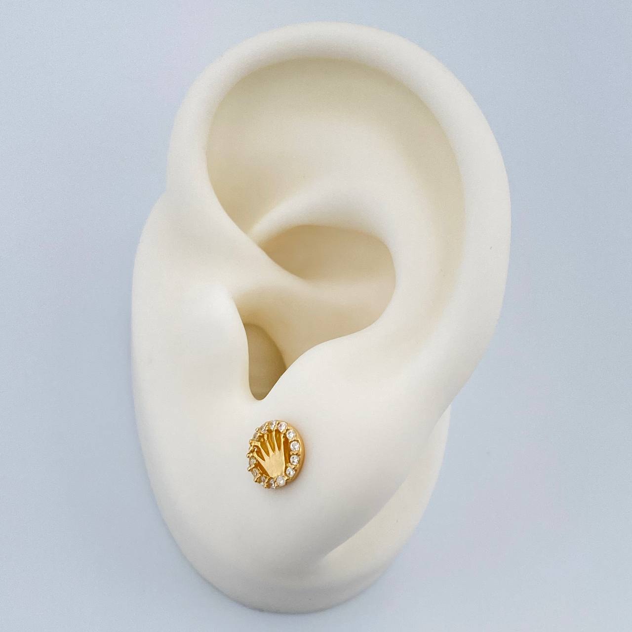 Crown Stud Earrings 1.05gr / 6.75mm 18K Yellow Gold %