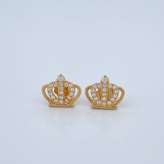 Crown Stud Earrings 1.6 g / in / 9.3 mm Yellow Gold 18K