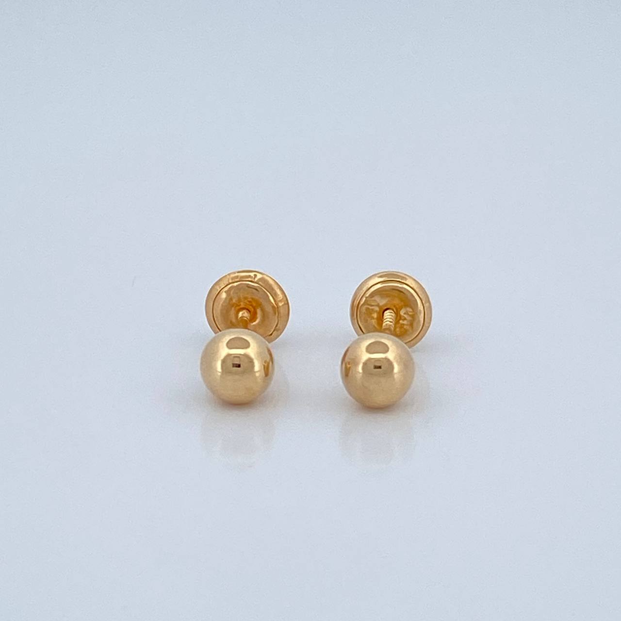 Plain Bead Stud Earrings 0.5gr / 5mm Yellow Gold 18K %