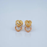 Three Hearts Stud Earrings 0.65gr / 6.1mm Three Golds 18K %