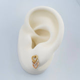 Three Hearts Stud Earrings 0.65gr / 6.1mm Three Golds 18K %