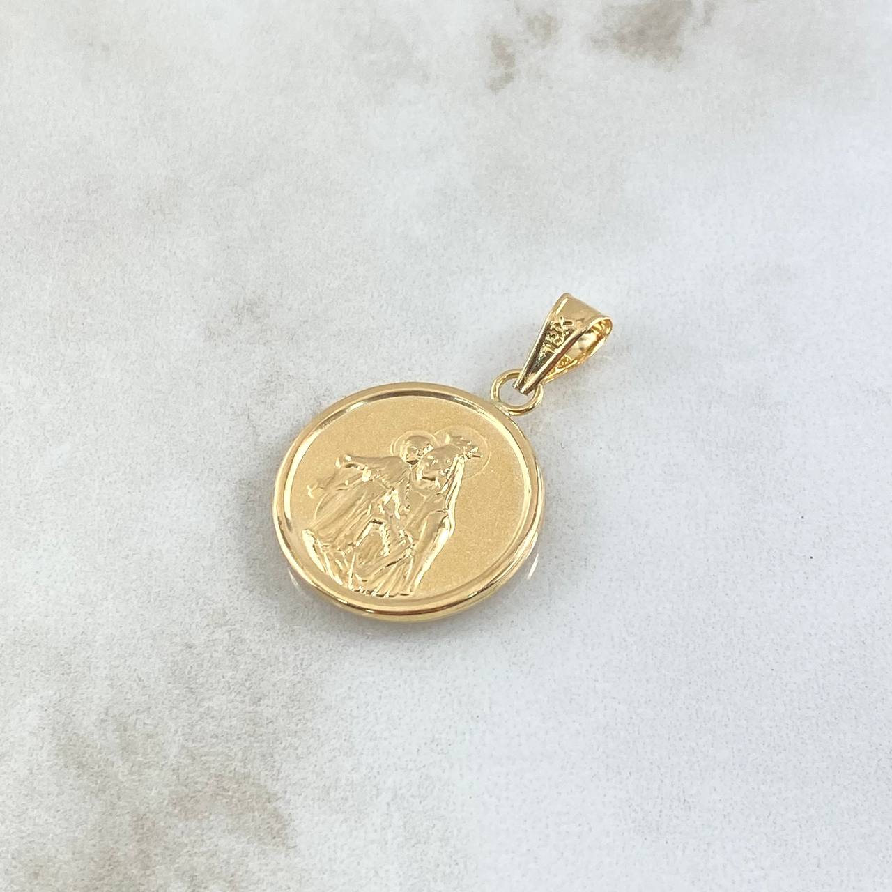 Pendant Virgin of Carmen and Sacred Heart 2.2gr / 3.1cm / 18K Yellow Gold