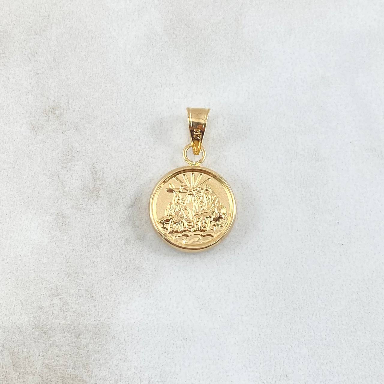 Dije Santisima Trinidad 0.85gr / 2.2cm / Circulo Mate Troquelado Oro Amarillo 18K