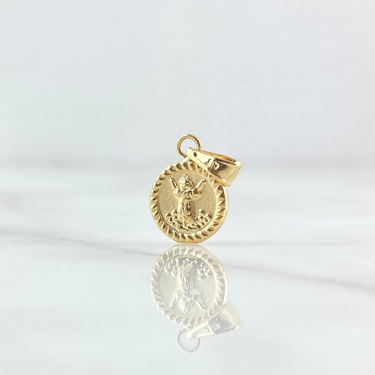 Pendant Divine Child 0.45gr / 1.5cm / Yellow Gold 18K Bordered Circle