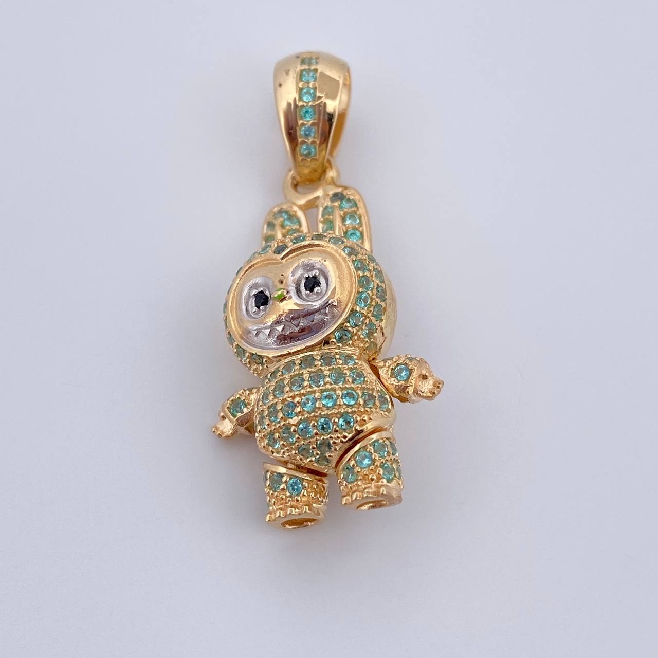 Dije Conejo Sonriente 6.05gr / 1 1/4 in / Dos Oros Amarillo Blanco 18K $